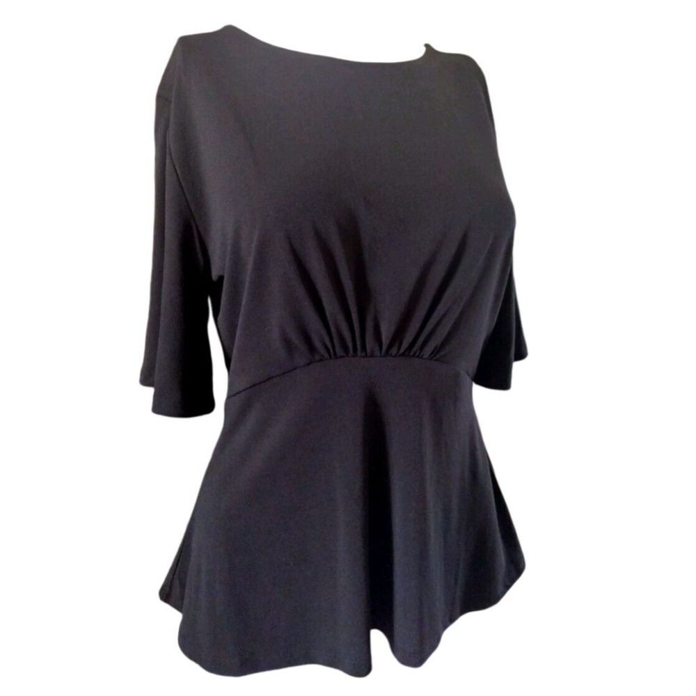 Banana Republic Blouse Women S Black Peplum Short Bell Sleeve Office Formal